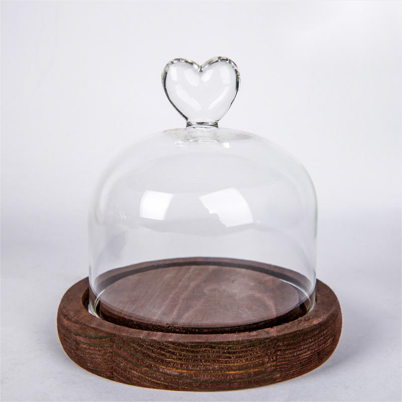 Candle dome cover candle holder with wooden base